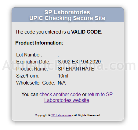 Проверка оригинальности SP Enanthate на официальном сайте Оригинальный SP Enanthate – подтверждение по коду