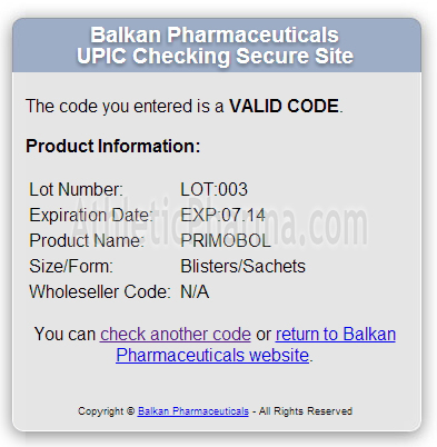 Оригинальный Primobol Tablets (Balkan Pharmaceuticals) Проверка Primobol Tablets (Balkan Pharmaceuticals) с помощью кода