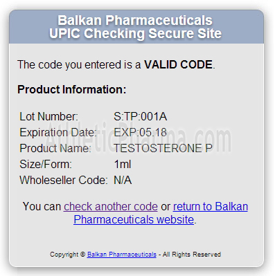 Оригинальный Testosterone Propionate / Propandrol (Balkan Pharmaceuticals) Проверяем Тестостерон Пропионат / Пропандрол (Балкан Фарма) с помощью кода